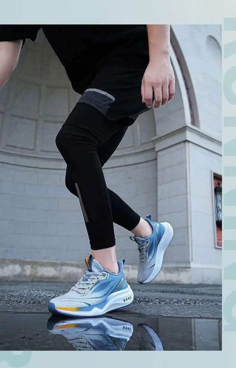 Ice Silk Mesh Sports Shoes Running Shoes Thick Bottom Soft Bottom Breathable Trendy Casual Men's Shoes Comfortable EVA Insole