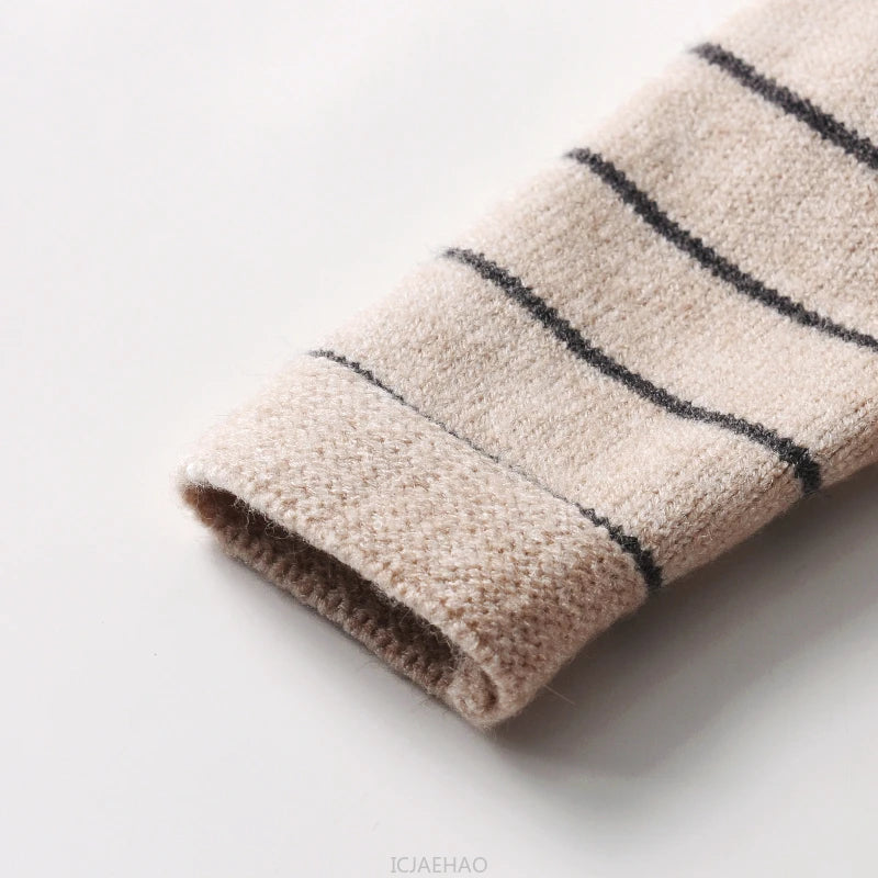 Children Autumn and Winter Clothes Korean Style Fall Baby Kids Striped Onesie Long Sleeve Angora Knit Romper Soft Warm Costume