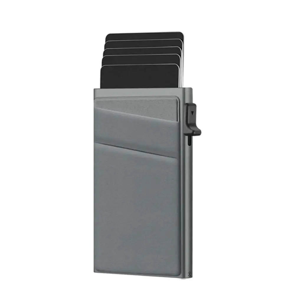 Automatic RFID Anti-Theft Card Holder Screw Reinforcement Metal Box Bottom Men's Card Box Aluminum Alloy Material RFID Blocking