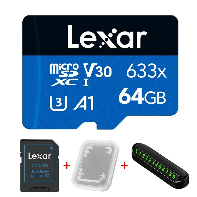 Lexar 633X Memory Card 128GB Class 10 Micro SD Card 64GB 32GB Flash Cards SDHC/SDXC UHS-I Blue TF Cards for Dashcam/Camcorder