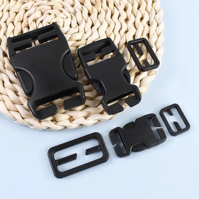 2-10Sets 20/25/38mm Dog Collar Repair Accessories Backpack Plastic Carabiner Clips Side Release Buckles Belt Adjust Sliders Hook