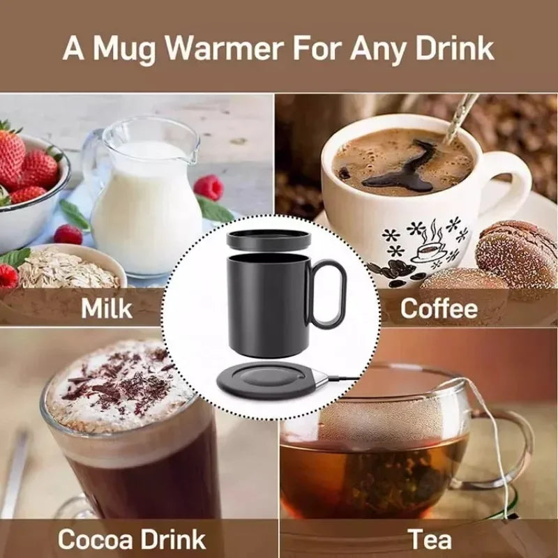 Smart Mug Warmer Wireless Heated Coffee Cup 55℃ Thermostatic Mug with phone Wireless Charger For Home Office Desk Gift
