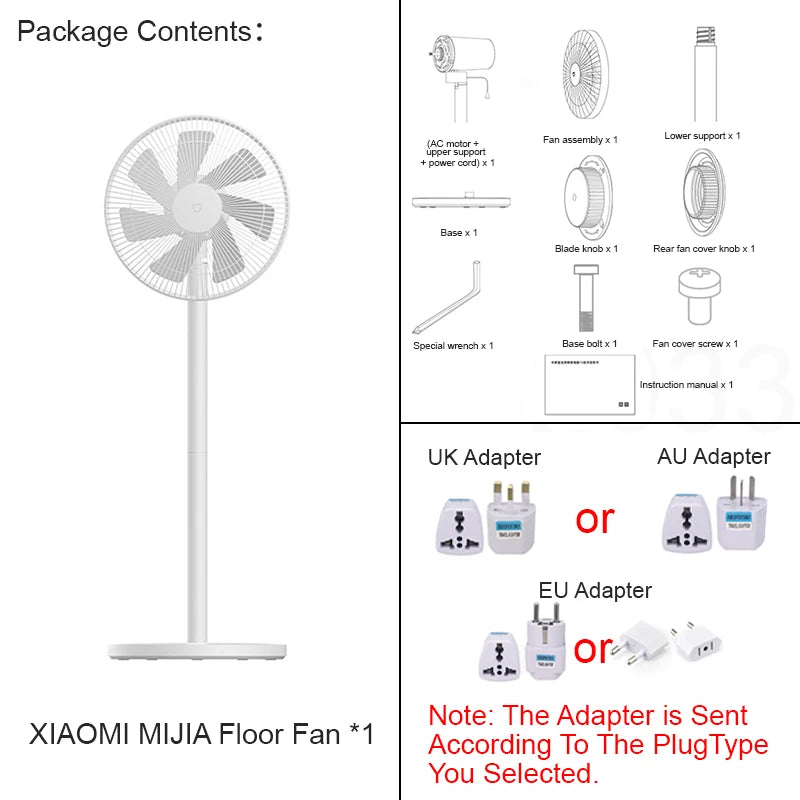 MIJIA Floor Fan,7 Blade,Adjustable Wide-Angle 90°,Home Fan For Living Room,Support Connect MI HOME APP Wired Fan