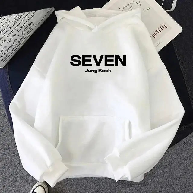 Letter Print JungKook Seven Hoodie Women/Men Harajuku Aesthetic Hoodies Unisex Autumn Winter Pullovers Dropshipping Sweatshirts