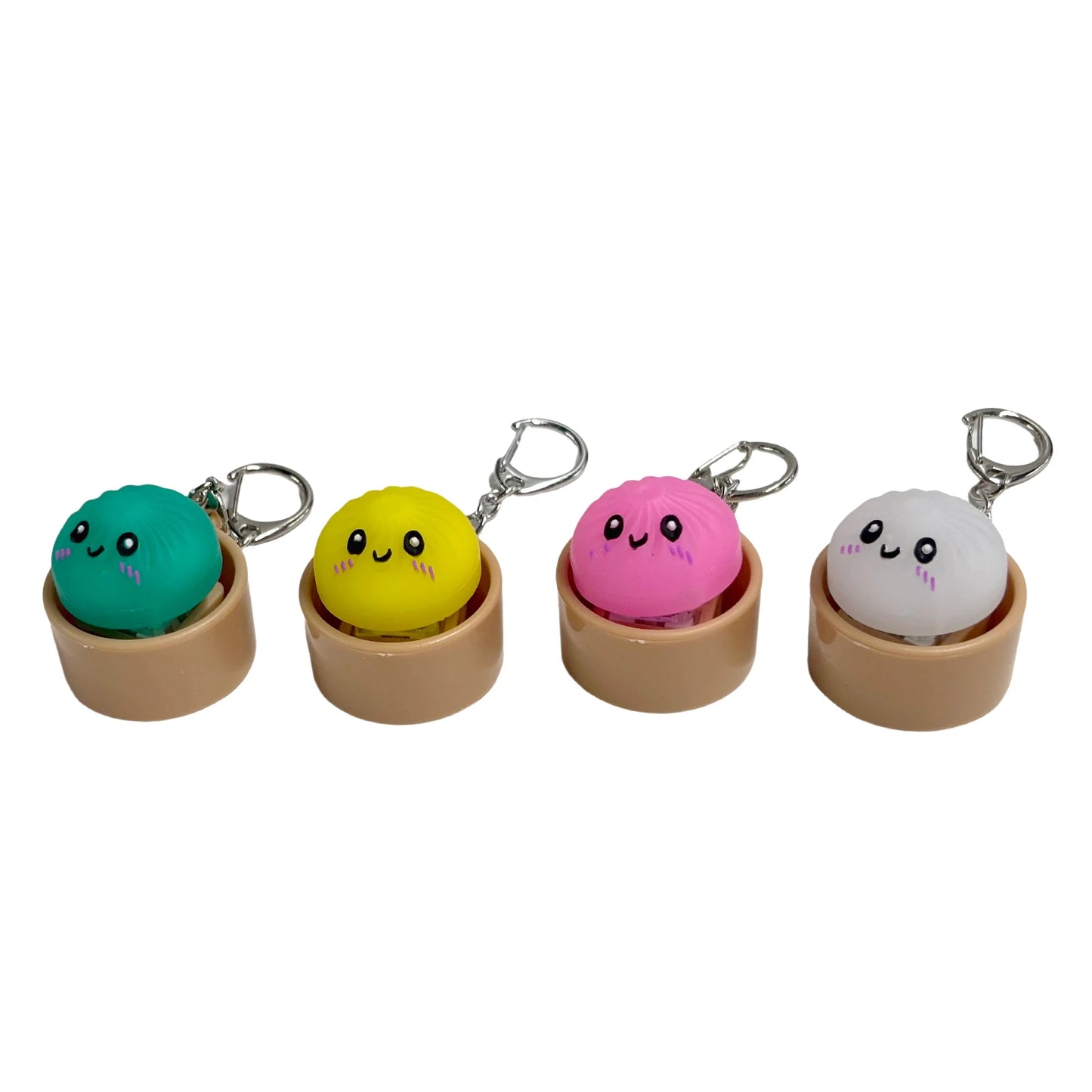 2026 Simulation Dumpling Keyboard Clicker Stress Relief Toy LED Glowing Cute Dumpling Keychain for GiftBags Pendant Party Favors