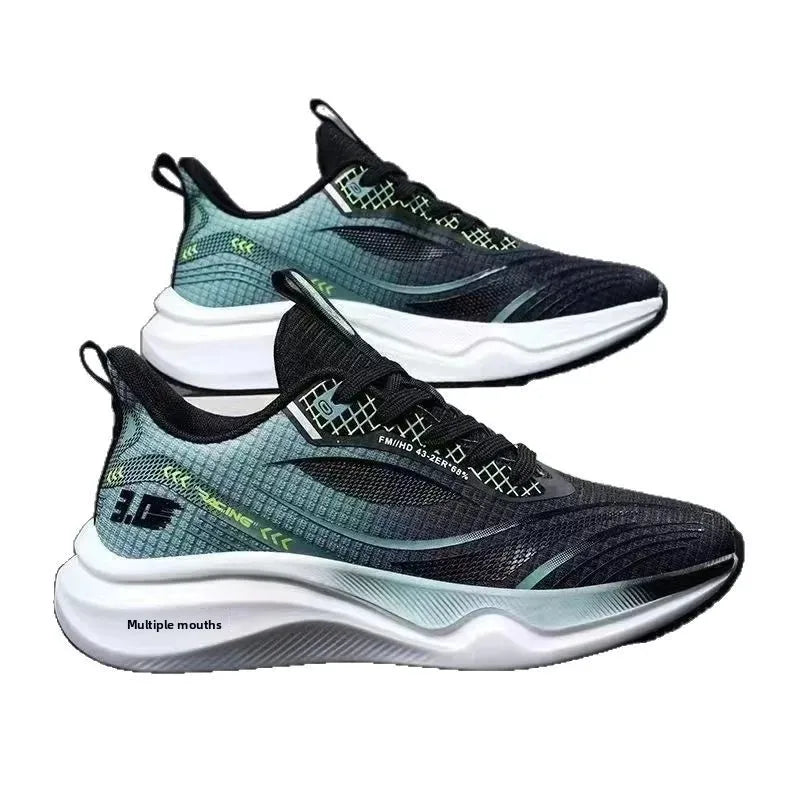 Ice Silk Mesh Sports Shoes Running Shoes Thick Bottom Soft Bottom Breathable Trendy Casual Men's Shoes Comfortable EVA Insole