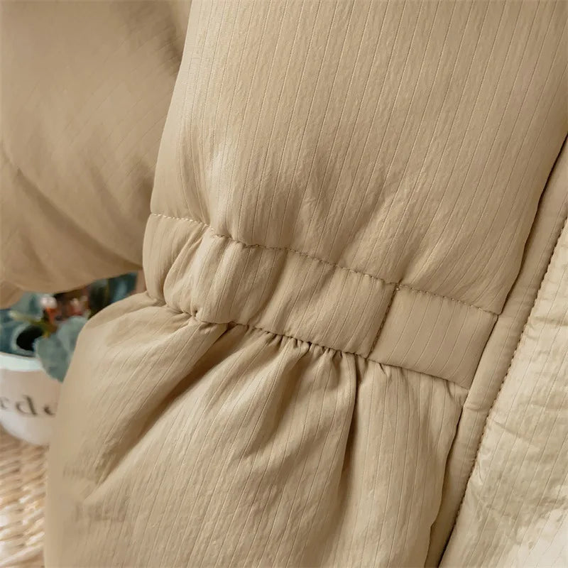 2025 Winter New in Infant Baby Girls Full Sleeve Hooded Quilted Thicken Warm Ruffles One-piece Jumpsuits Kids Newborn Romper