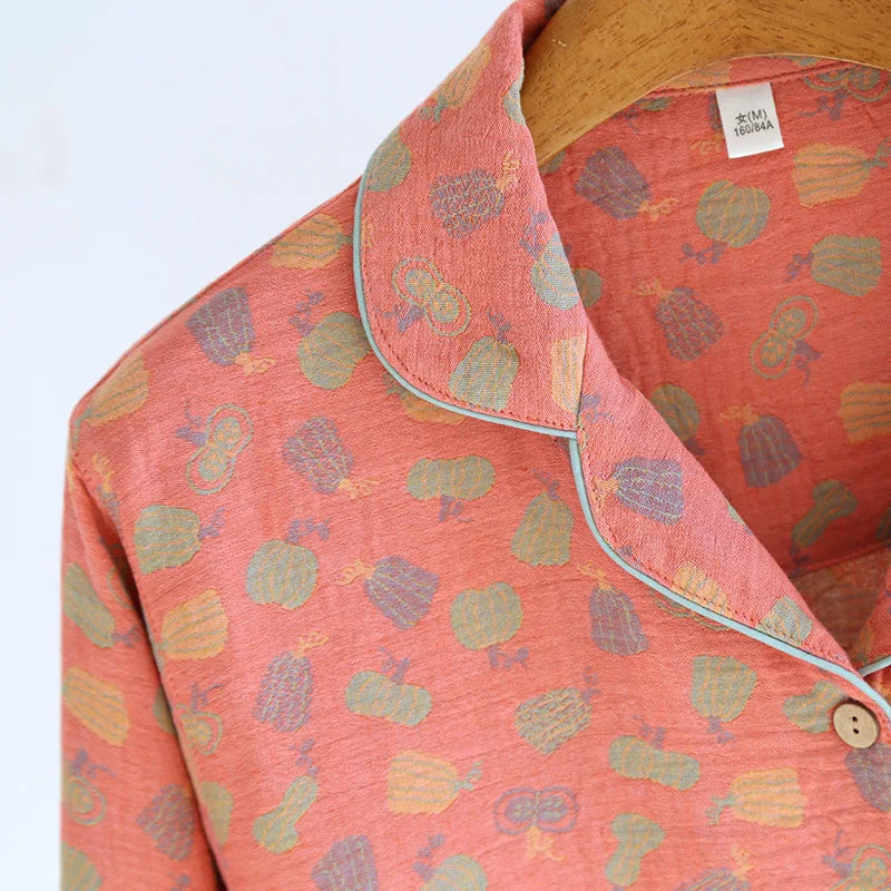 2025 New Spring and Autumn Pajama Set 100%Cotton Comfortable Long sleeved Two Piece Home Furnishings Large Size Home Furnishings