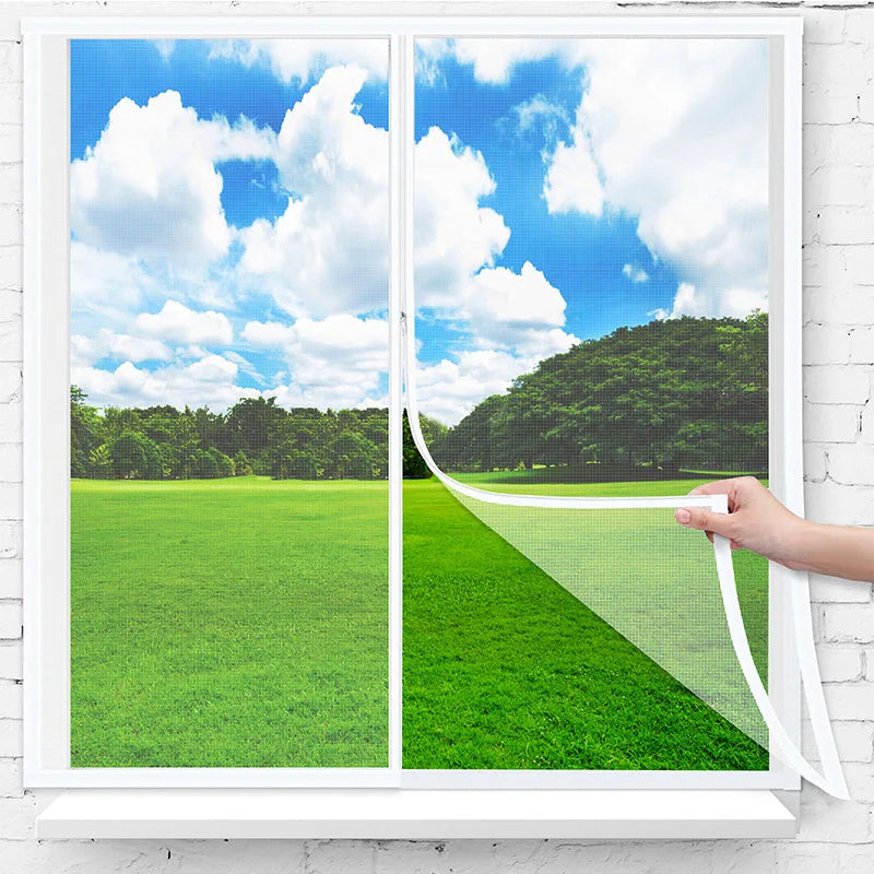 Window Mosquito Net Screen Mesh with Zipper Customized size white  Invisible Fiberglass Mesh Summer Prevent Mosquitoes Flies