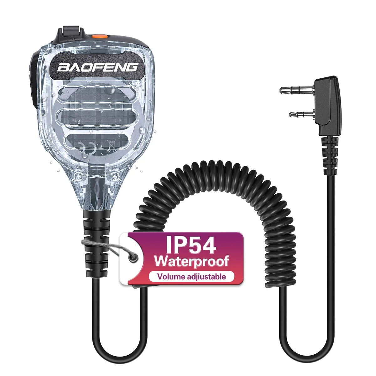 Baofeng BF-850 IP54 Waterproof Walkie Talkie Speaker Mic Volume Adjustable High Clear Sound For UV-5R BF-888S AR-152 PRO Radio