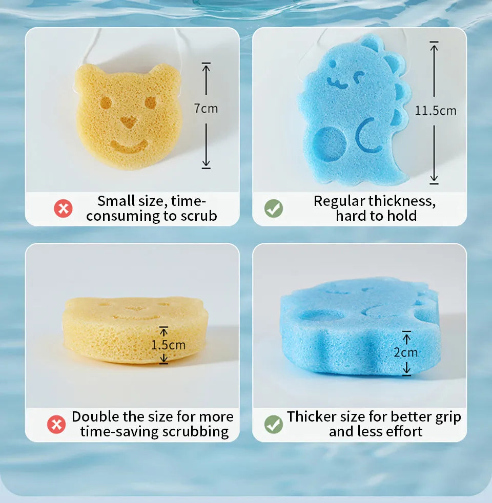 AIBEDILA Children's Bath Sponge Cute Baby Shower Sponge Cleanser Brush Soft Skin-friendly Bath Rubbing Kids Sponge Newborn