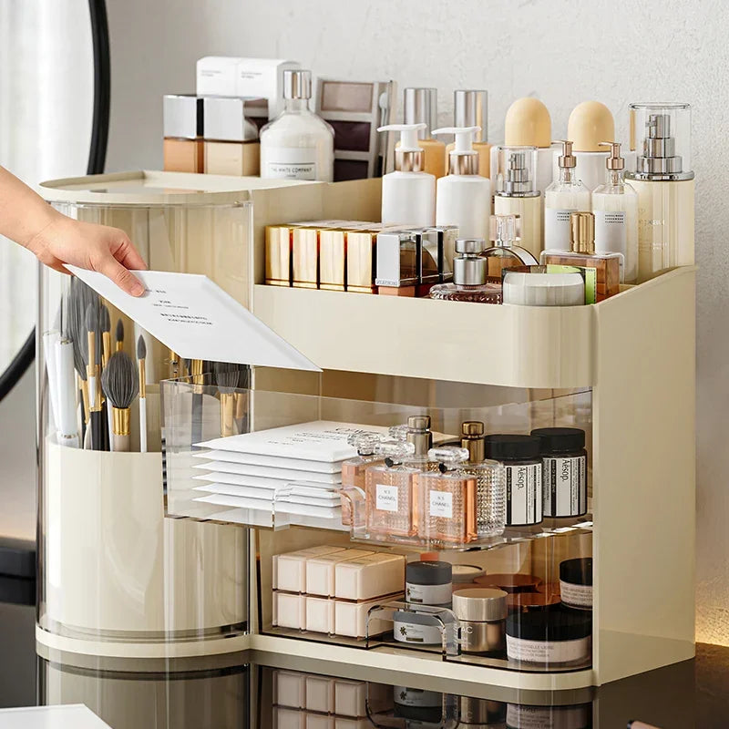 Cosmetics storage box desk dresser large capacity skin care lipstick lotion drawer dustproof storage rack