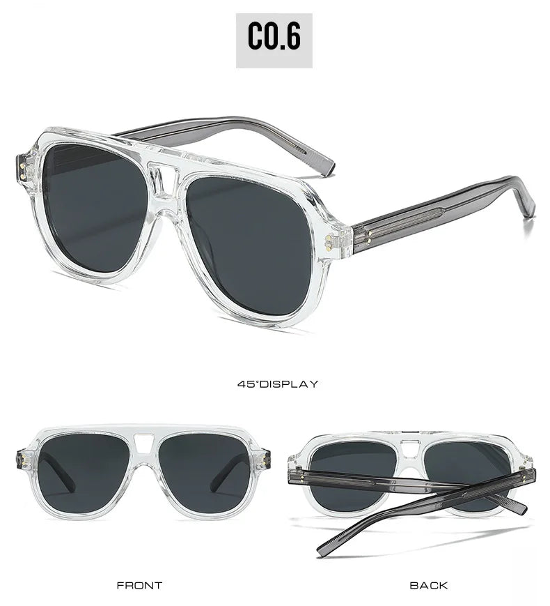 Pilot Dual Bridge Photochromic Reading Glasses Men Women Trendy Designer Prescription Optical Eyewear Customized Sunshade Lenses