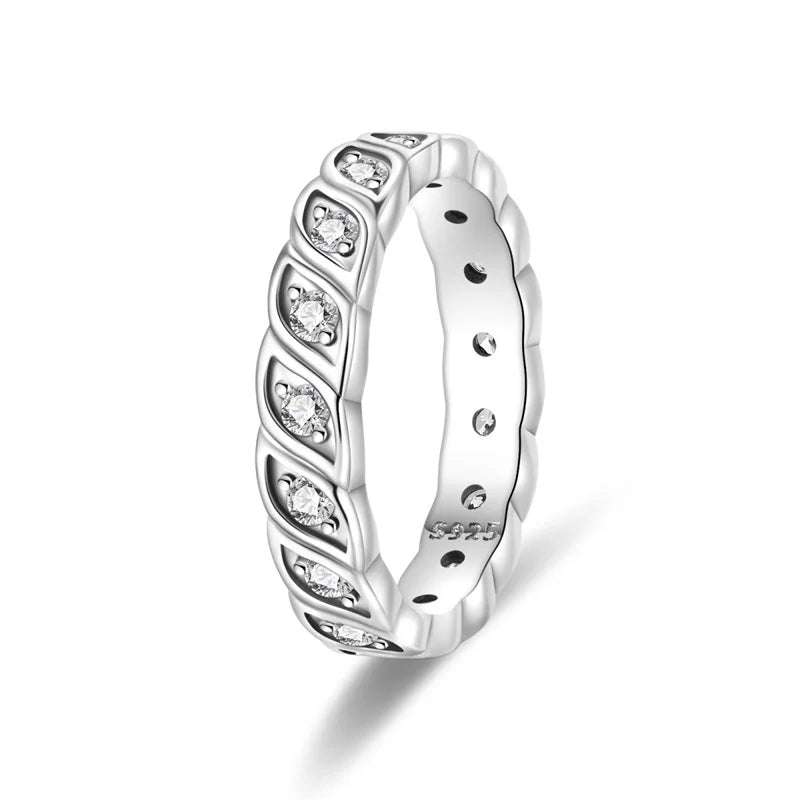 925 Silver Romantic Princess Pink Bow Rings For Women Fashion Star Moon Devil's Eye Ring Valentine's Day Wedding Jewelry Gifts