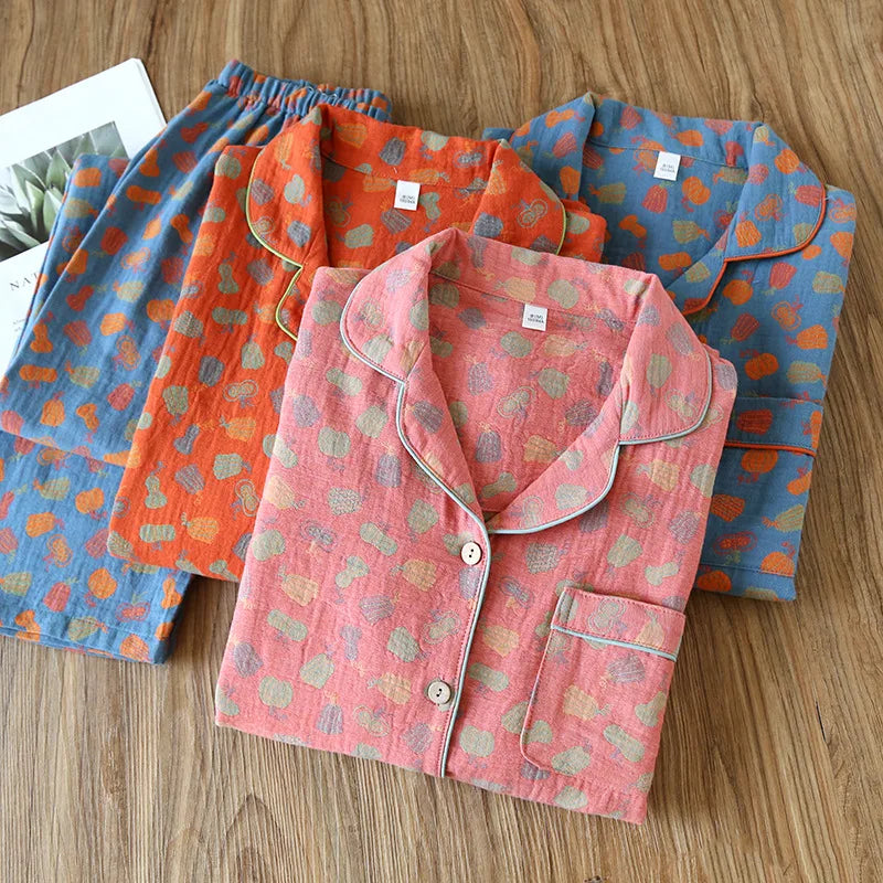 2025 New Spring and Autumn Pajama Set 100%Cotton Comfortable Long sleeved Two Piece Home Furnishings Large Size Home Furnishings