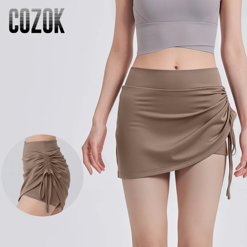 2025 New Wrinkled Sports Skirts Women Fashion Gym Skirts High Waist Hip Lift Running Yoga Fitness Skirt 2 in 1 Athletic Skort