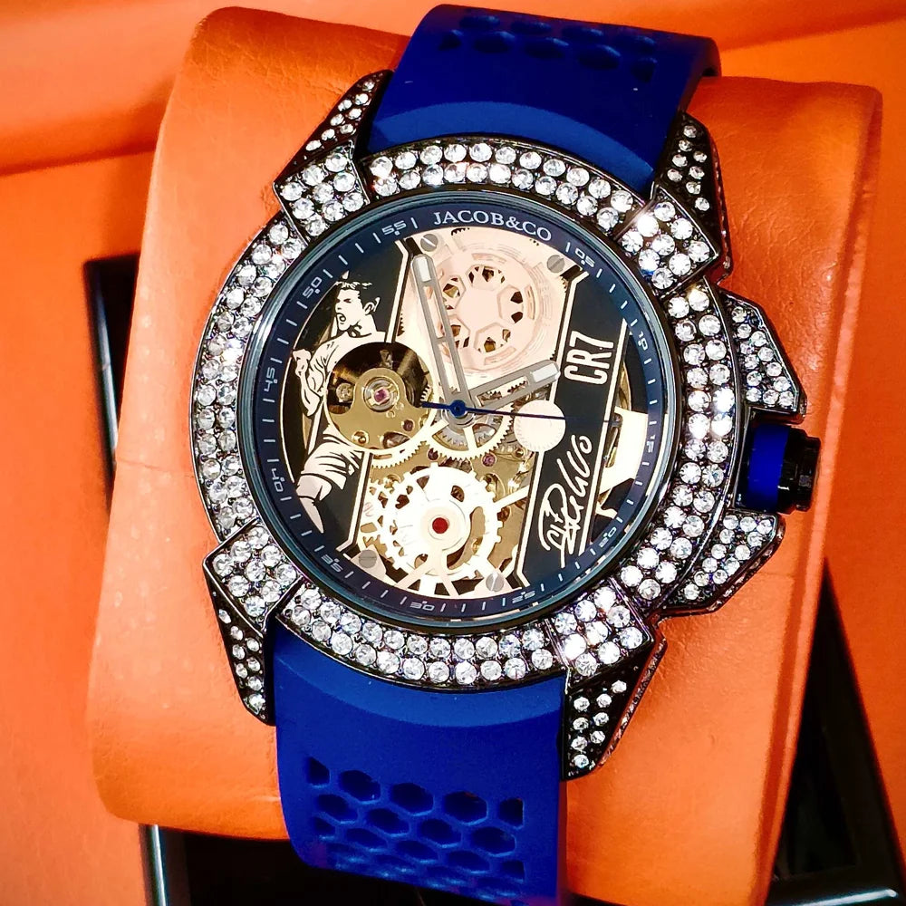 TOP Very Hot Jacob & Co Original Brand Watches For Mens  Full Diamond Automatic Mechanical Wristatch High Quality AAA Clocks