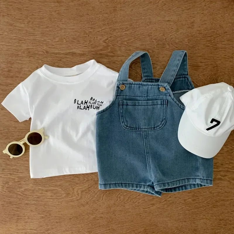 0-3 Years Toddler Baby Boy Clothes Sets Summer Short Sleeve Baby Tops Tee Overall Pants Casual Baby Girl Outfits Clothing