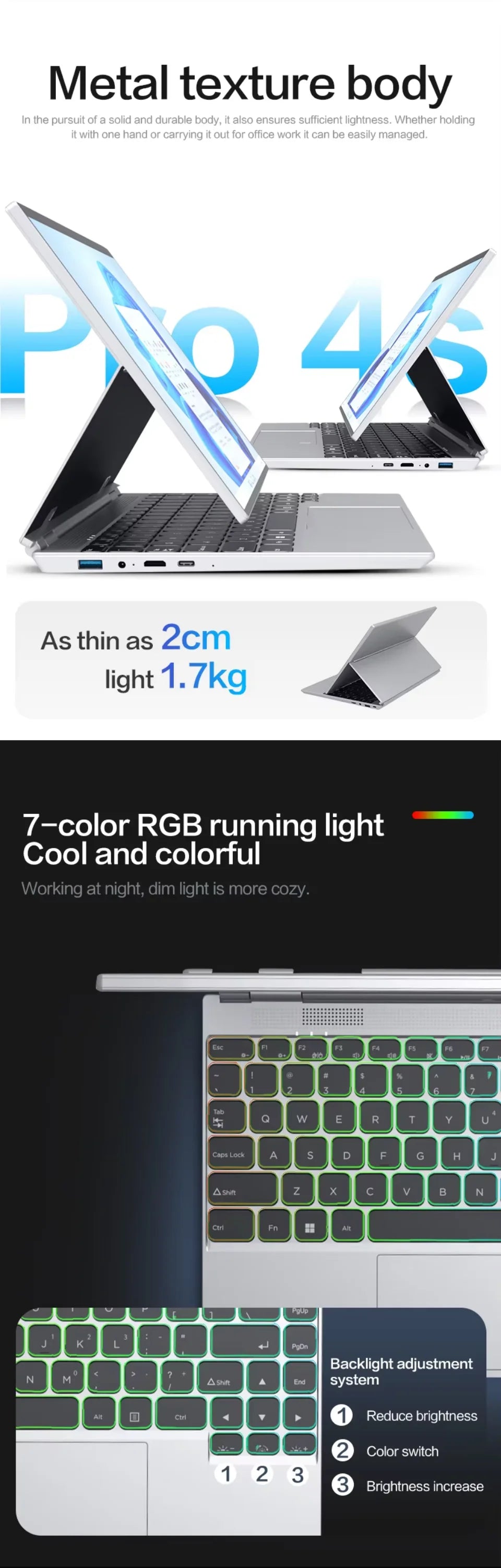 360° Rotating 14.0'' IPS Touch Screen 32G 128G-1T N95 Windows 11 Notebook 4 In 1 Business Office Slim LAPTOP facial recognition