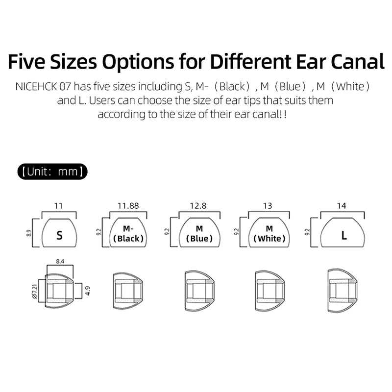 NICEHCK 07 Noise Isolating Silicone Ear Tips Soft Safe Eartips Improve Vocal For DB2 4U ASX ZSN ZS10 Pro ZSX In Ear Earphone