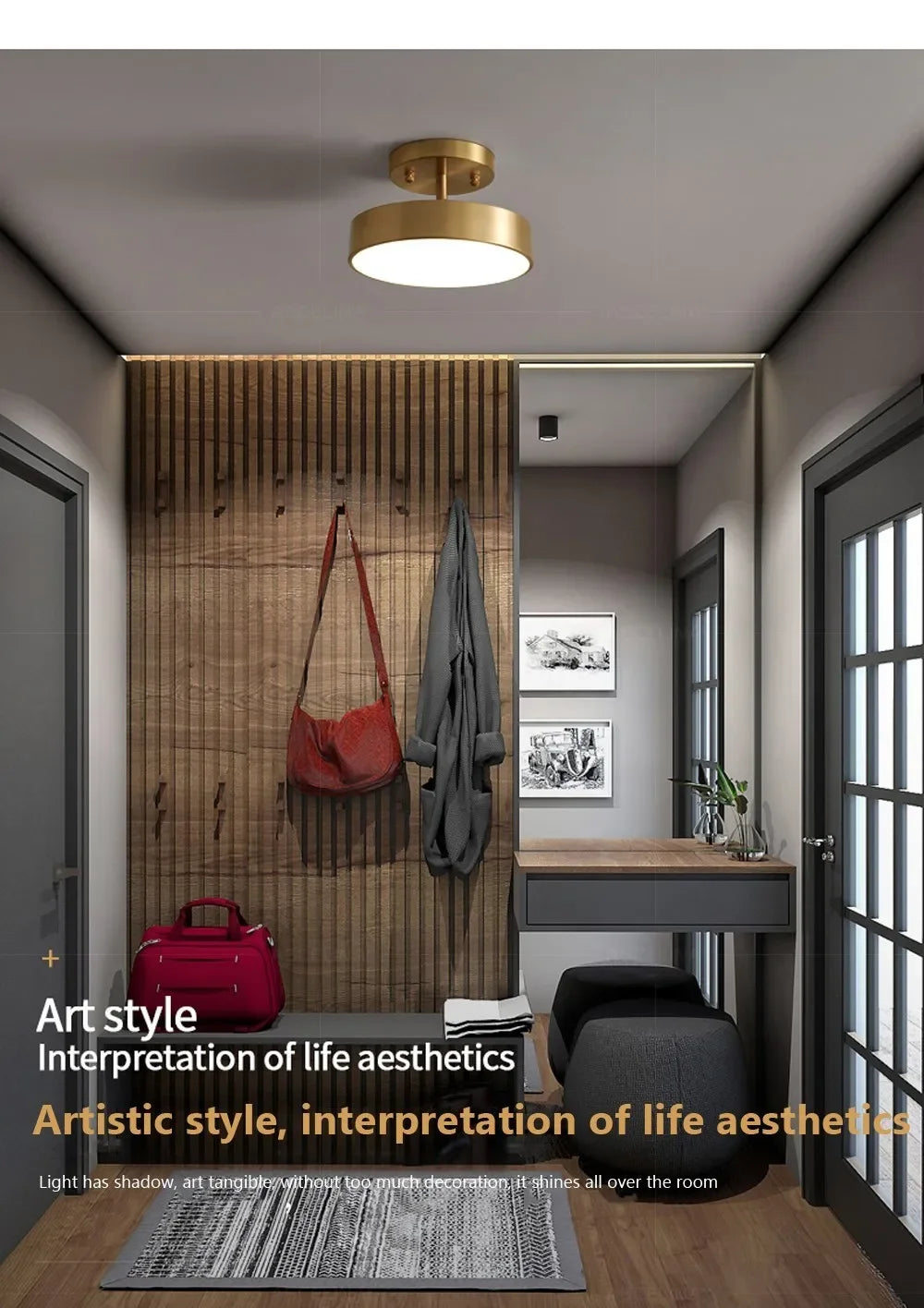 Modern LED Ceiling Light Aisle Lighting Lamps Corridor Stairs Balcony Corner Round Black Copper LED Home Decor Fixtures Lustre