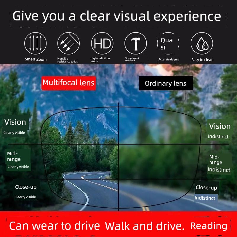 Reading Glasses Men's Smart Zoom Dual-Use Anti-Blue Light Anti-Fatigue Ultra Light Clear Middle-Aged and Elderly Brand Glasses Women