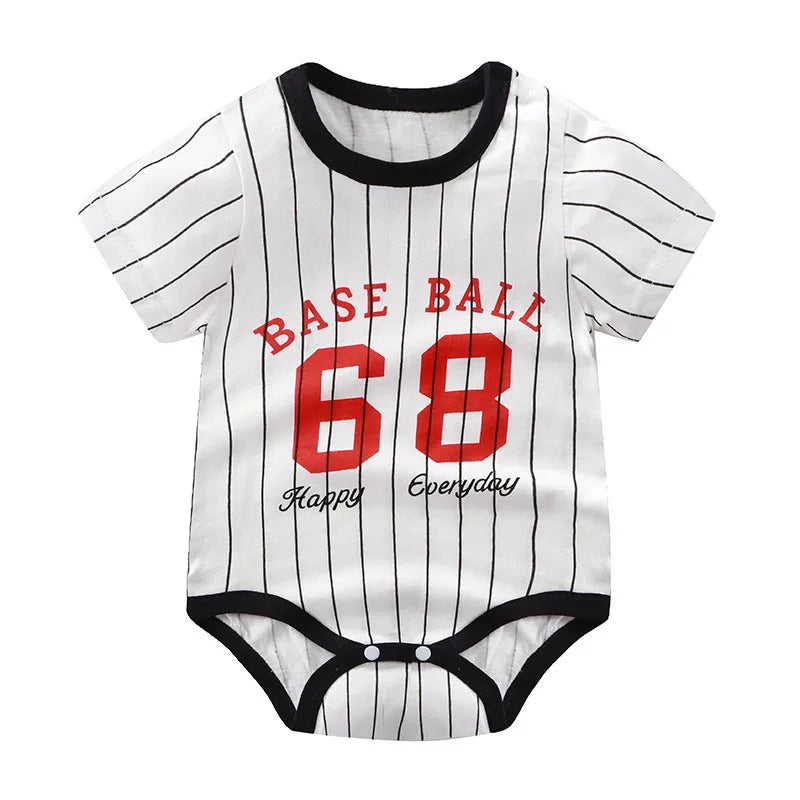 Breathable Cotton Baby Cartoon Jumpsuits, Short Sleeve Bodysuit for Newborn Infant Boys Girls Rompers of Crawling Clothes