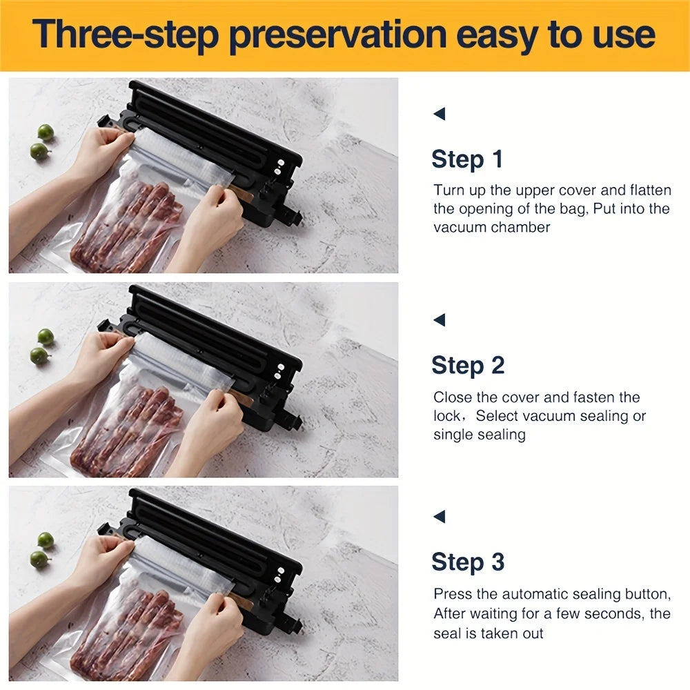 Automatic Vacuum Sealer Machine Food Vacuum Sealer For Food Saver Air Sealing System For Food Storage Dry  With 10pcs Seal Bags