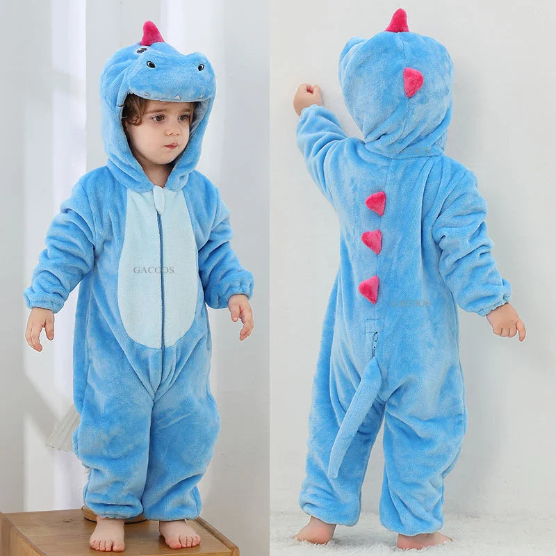 Baby Kigurumi Dragon Cow Monkey Animal Cosplay Costume Baby Girl Pajamas Winter Plush Jumpsuit for Toddler Boys 1 to 2 3 4 Years