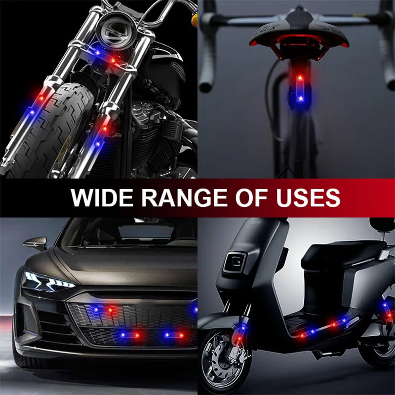 1PC Solar Powered Warning Light Anti-Theft Alarm LED Light Flashing Indicator Strobe Red Blue LED Lamp for Car Motorcycles Bike