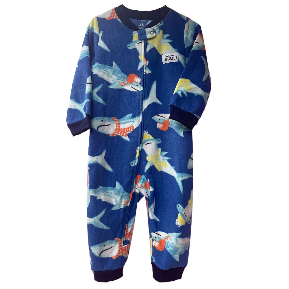 24M Toddler Baby Clothes Romper Children Fleece Outdoor Clothing Winter Warm Climbing Jumpsuit Zipper One-piece Coverall Pajamas