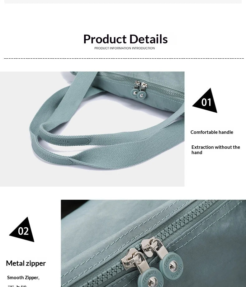 Women Lightweight Large-Capacity Travel Bag Handbags Female Nylon Shoulder Beach Bag Girl Top-handle Casual Tote Purse