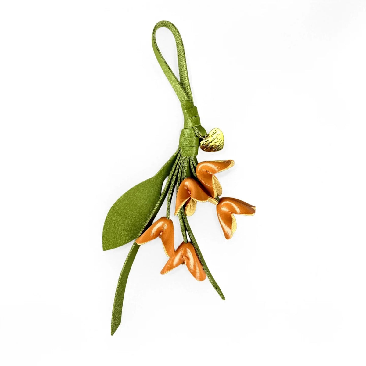 Luxury PU Leather Osmanthus Charm Set – Floral  Keychain Bag Pendant-Earthy Neutrals Palette-Gift For Her-Flower Bag Accessory