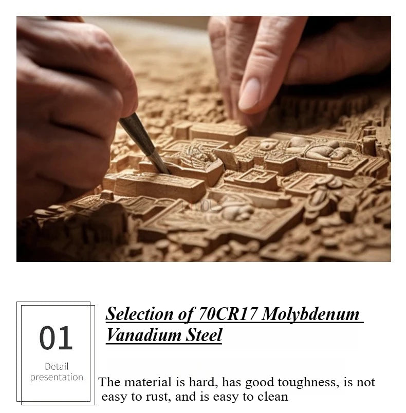 Woodworking Tools Professional Square Handle Woodcarving Vintage Leather Set 12 Pieces Furniture Detail Relief Project Essential