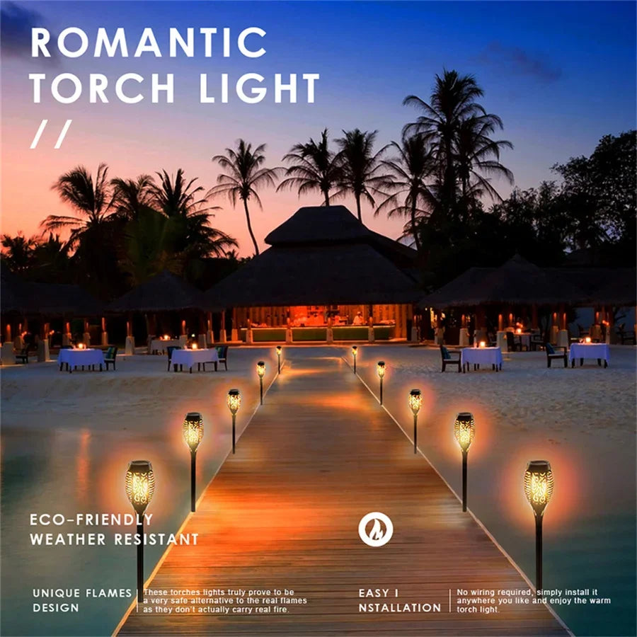 TIRVOSE 12LED Solar Garden Light Flickering Flame Landscape Lawn Lamps Waterproof Patio Lights Path Lighting Outdoor Solar Light