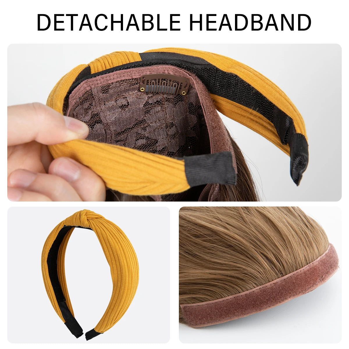 Synthetic Headband wigs Long Curly Wavy Hair Extensions Ombre Brown Black Blonde Half Wig For Women Daily Cosplay