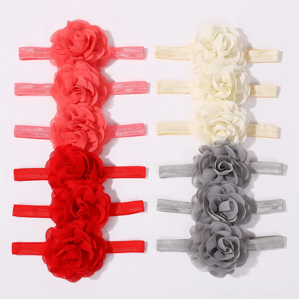 10Pcs Random Color Baby Sweet Flowers Headbands for Girls Newborn Knot Soft Elastic Hair Band Infant Headwear Hair Accessories