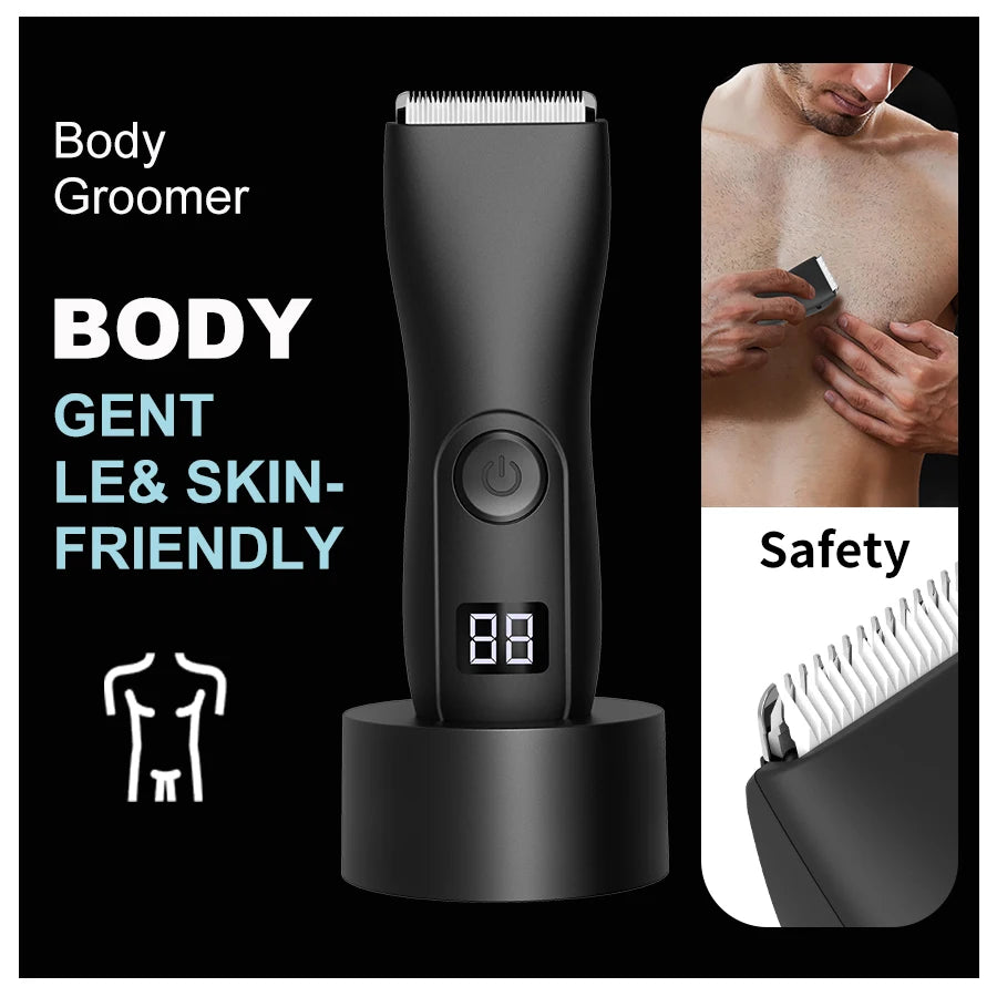 IPX6 3-in-1 Body/Beard Trimmer - Cordless USB-C Fast Charge, Ceramic Blades, Wet/Dry Grooming