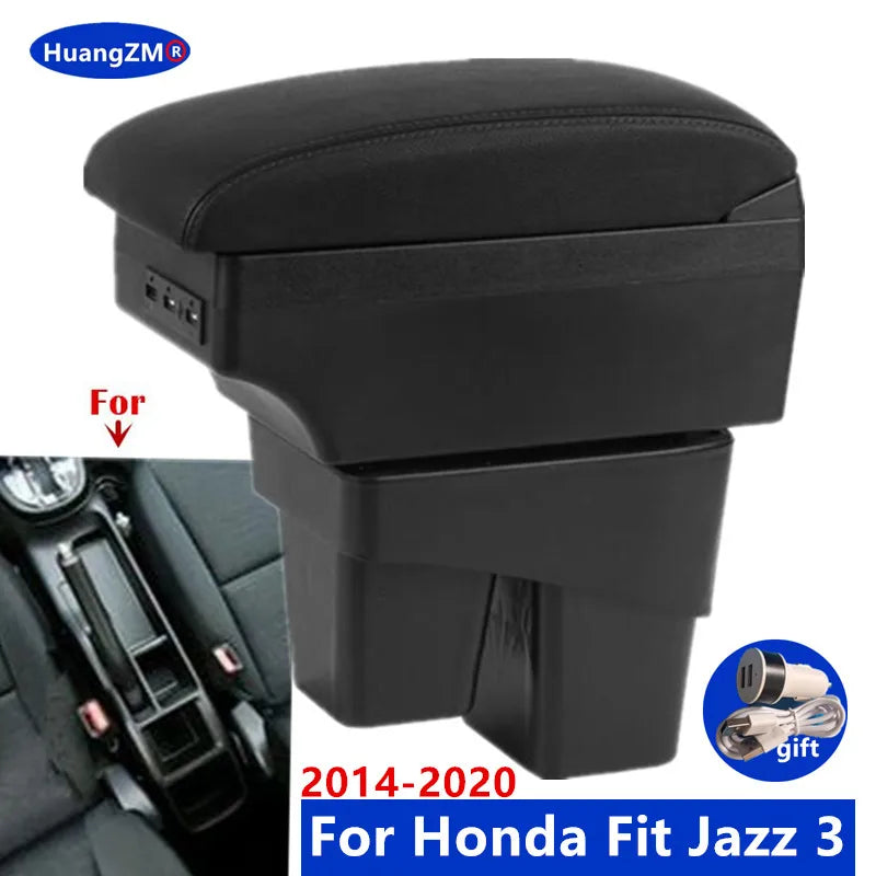 For Honda Jazz Armrest For Honda Fit Jazz 3 2014-2019 Car Armrest Box Car Storage Box Retrofit Accessorie Simple installation