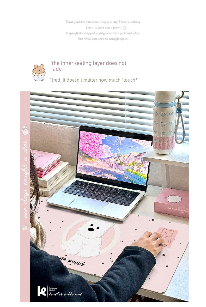 Huixiang Puppy Mouse Pad Oversized Girl Good-looking Office Computer Keyboard Desktop Station Table Mat Cute