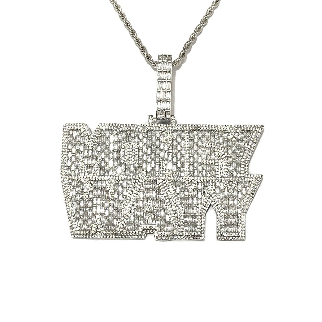 Aokaishen Iced Out Money Wayy Necklace Pendant for Men Prong Setting Real Gold Plated Hip Hop Jewelry