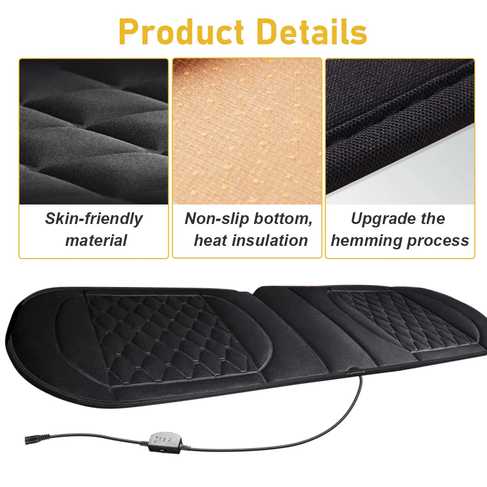 Car Seat Cover Rear Heater Seat Cushion 12V Rear Long Cushion Warm Winter Fast Heating Seat Protection Pad Mat Universal