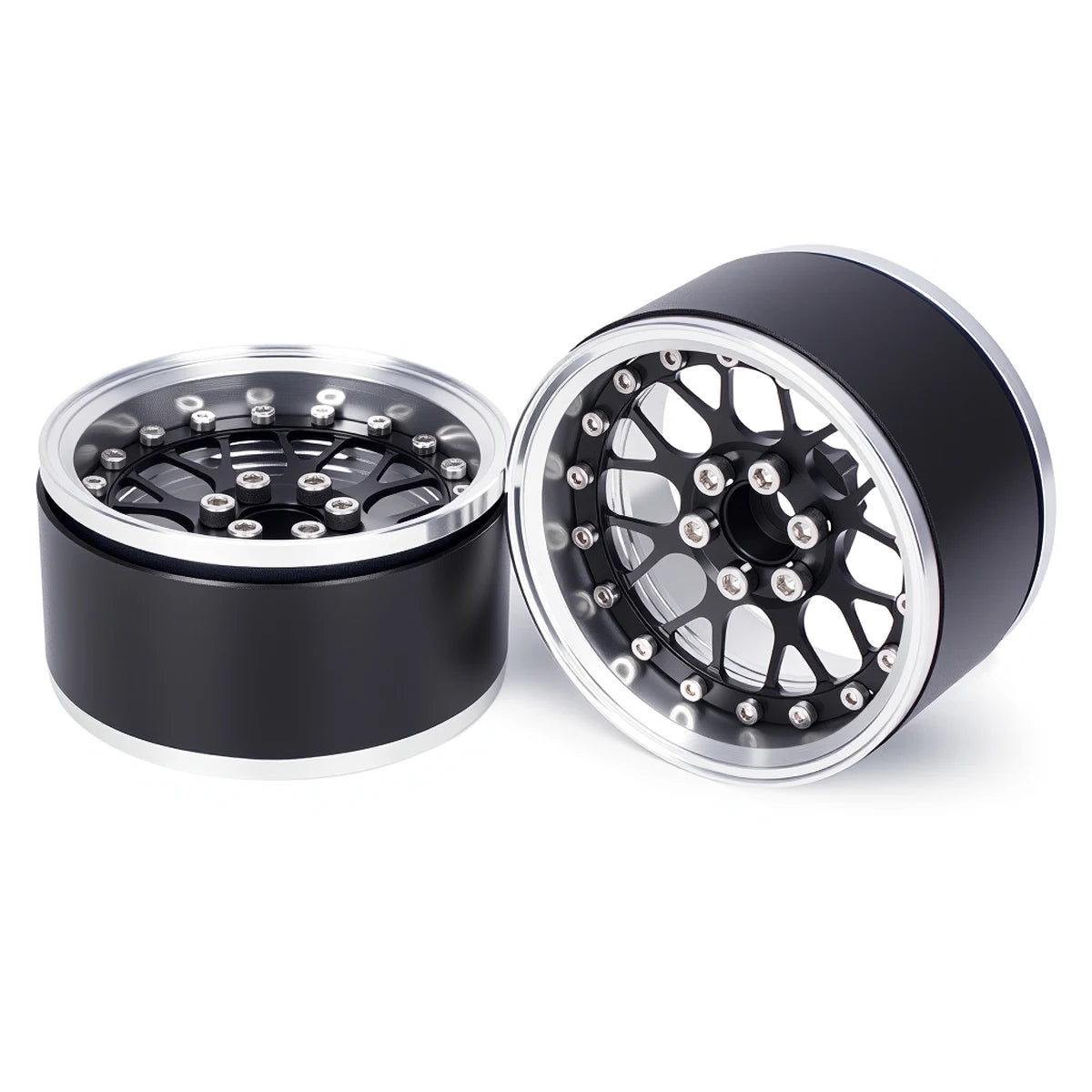4Pcs 2.2 Inch Aluminum Alloy Beadlock Wheels Rim 12mm Hex for 1/10 RC Crawler Axial SCX10 90046 Wraith Capra TRX4 TRX6 D90