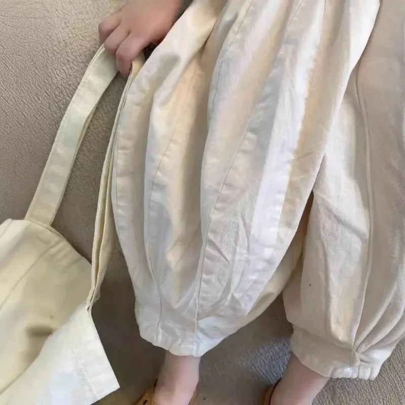 Children's Pants Korean Summer New Girls Solid Color Casual Wide Leg Cropped Pants for Boys Versatile Harlan Pants