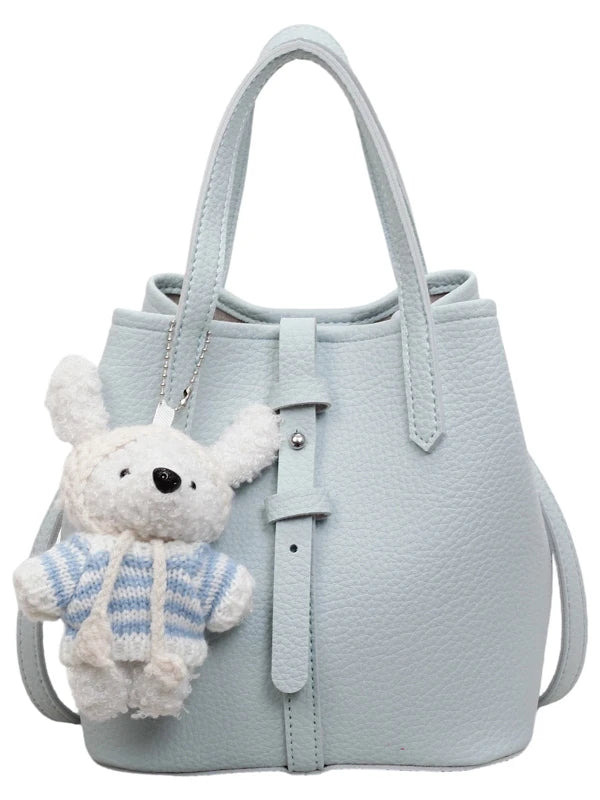 Fashionable Bucket Handbag Women's Shoulder Bag Spring Versatile Commuting Crossbody Bag Soft PU Leather Magnetic Buckle Closure