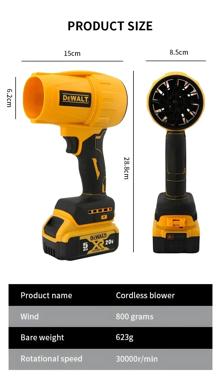 Dewalt  Brush Air Hair Dryer Wireless Turbo Fan Handheld Violent Fan Dryer 20V Rechargeable Dust Removal Tool