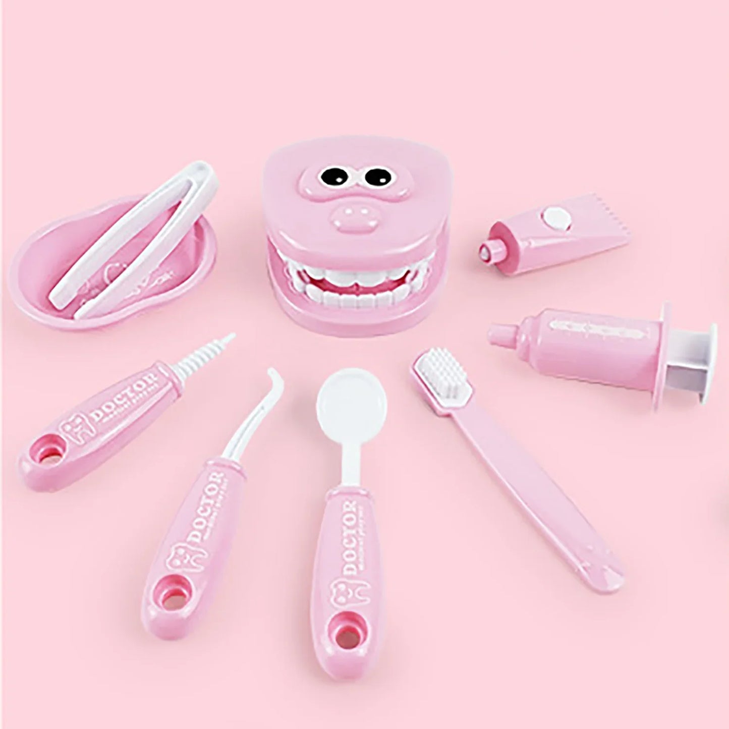 9PCS Plastic Dental Simulation Game Set, Children's Medical Set Hygiene Habit Cultivation Teaching Aid Intellectual Brushing Toy