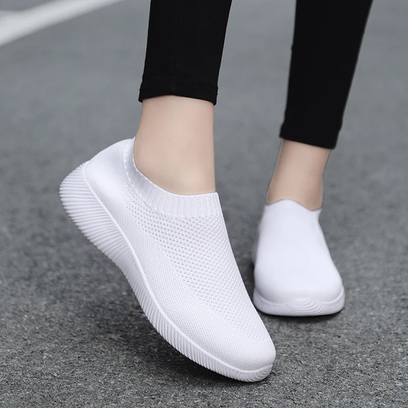 2024 Spring Women Shoes Knitting Sock Sneakers Women Flat Shoes Casual Breathable Sneakers Flats Walking Shoes for Women