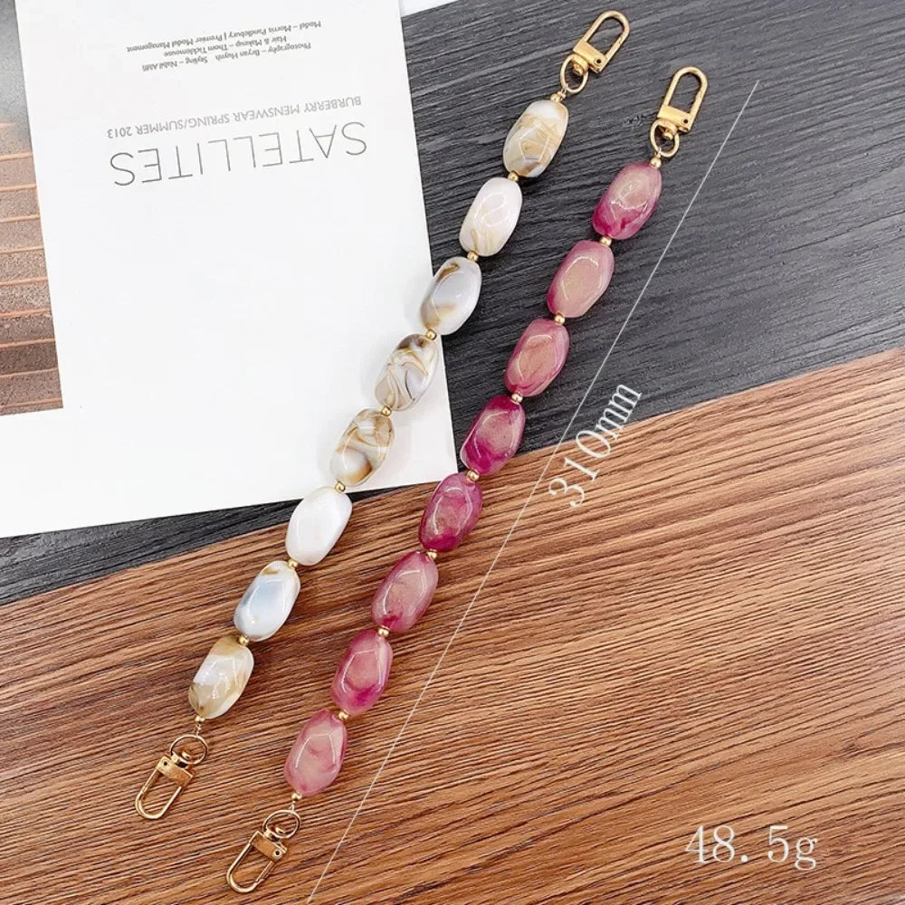 Fashion Mobile Phone Straps Acrylic Resin Beads Parts Handcrafted Wristband Women Replacement Bag Handle Chain Phone Lanyard