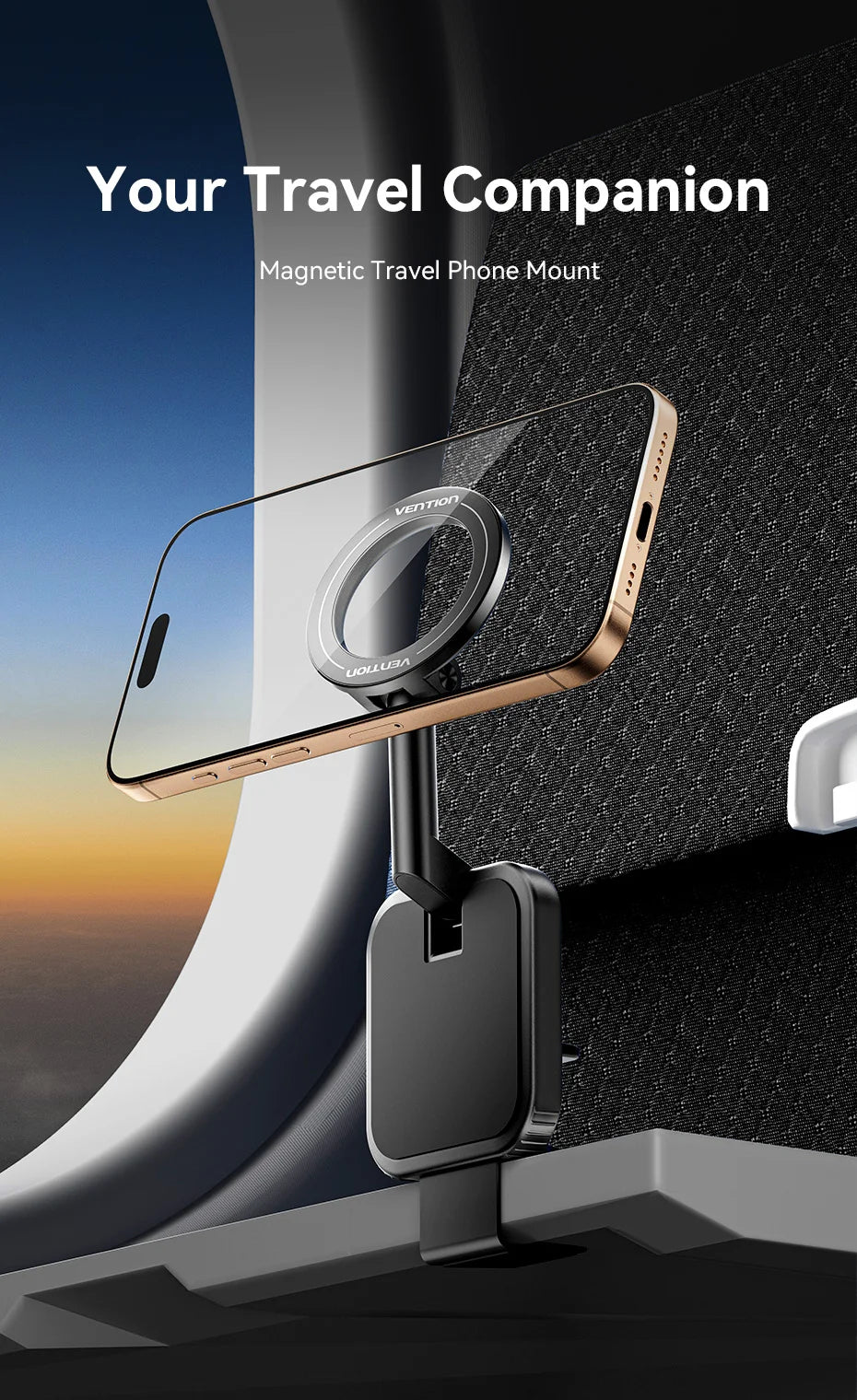 Vention Magnetic Phone Holder Desktop Hands-Free Detachable Airplane Car Travel Essentials Flexible Phone Mount For iPhone 17 16